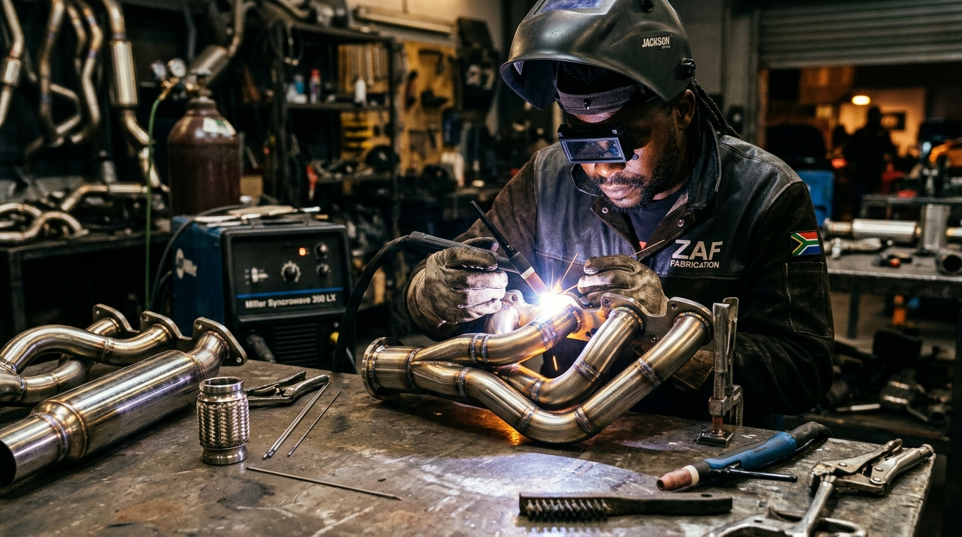 TIG Welding Custom Exhaust Manifold at Colin's Durban